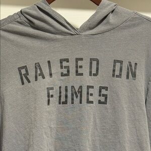 Fox Gray Hooded Long Sleeve Tee Raised on Fumes